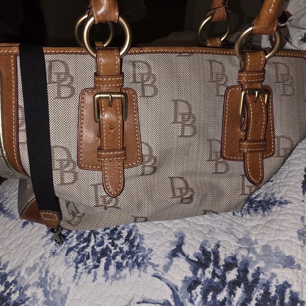 Dooney & Bourke Beige and Brown Shoulder Bag